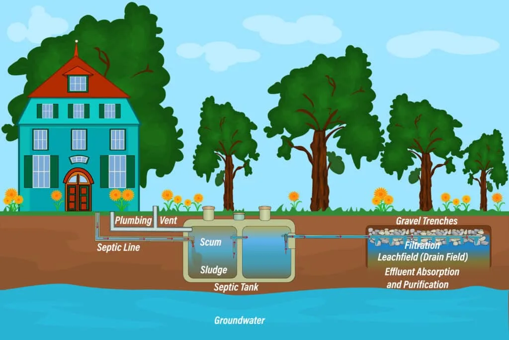 septic system and drain field scheme.